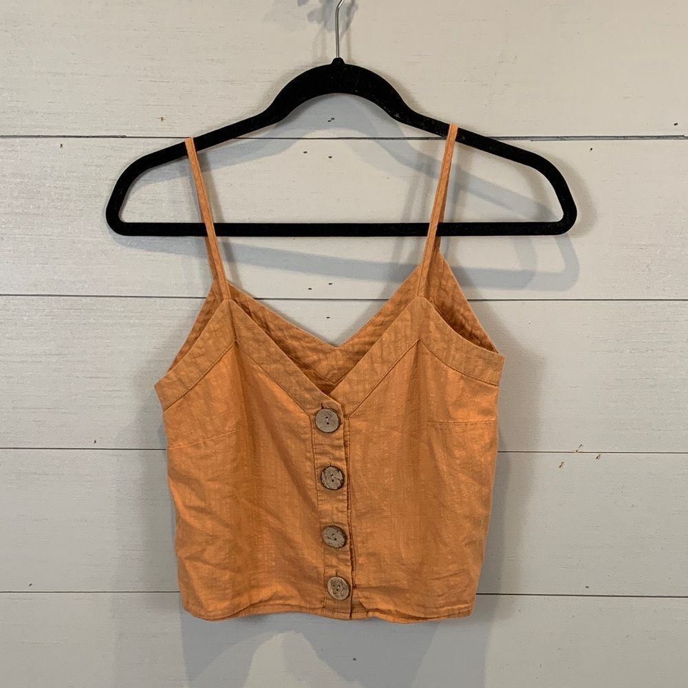 Burnt orange pumpkin fall Button-Front Cami crop Top
